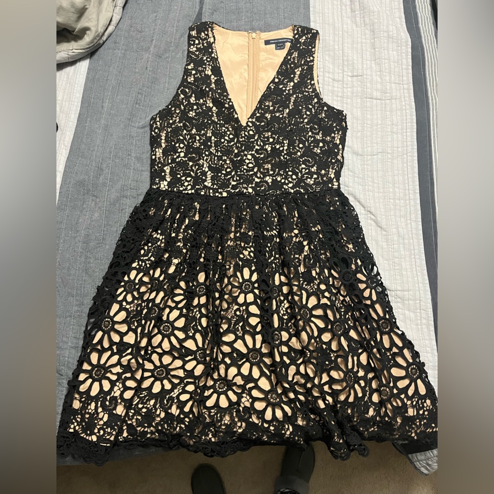 French Connection Black Floral Lace Sleeveless Dress